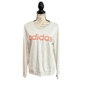 adidas Light Gray Sweatshirt with Coral Logo